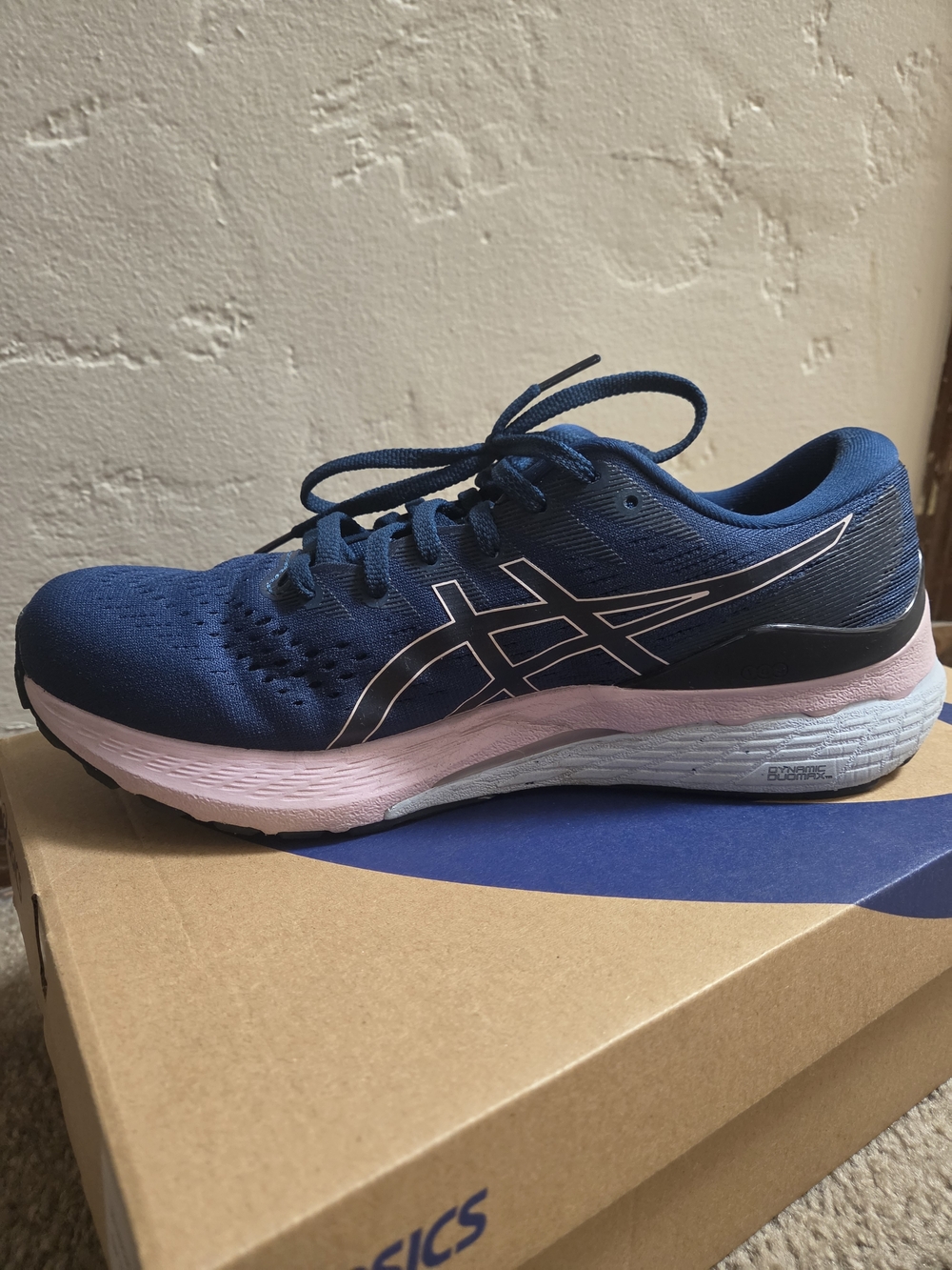 ASICS Women's Navy and Light Pink Athletic Running Shoe